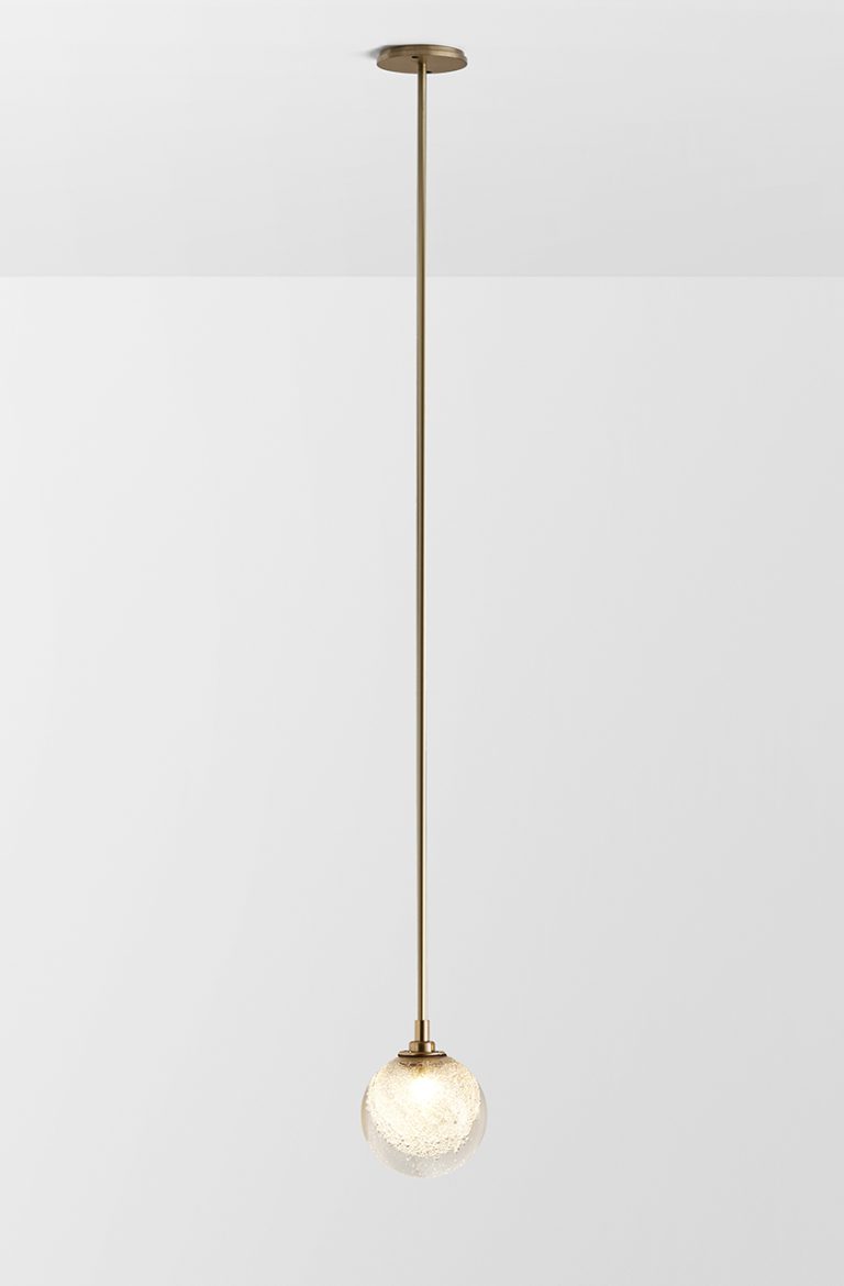 Articolo Studios Luxury Lighting Fiuzi Single Pendant in Brass with Fizi Shade