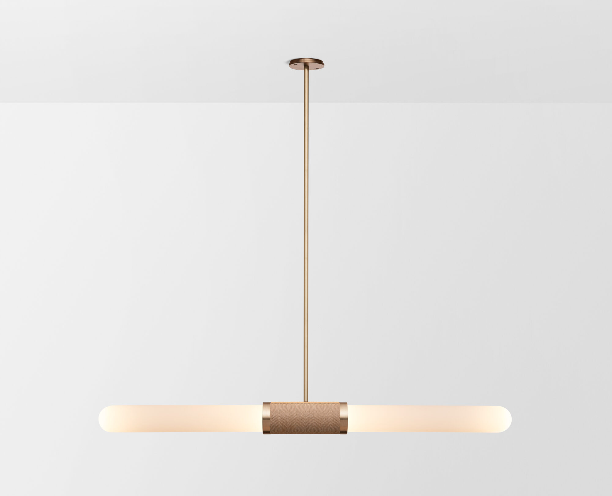 Articolo Studios Luxury Lighting Scandal Short Pendant in Brass with Snow Shade and Brass Mesh Inlay