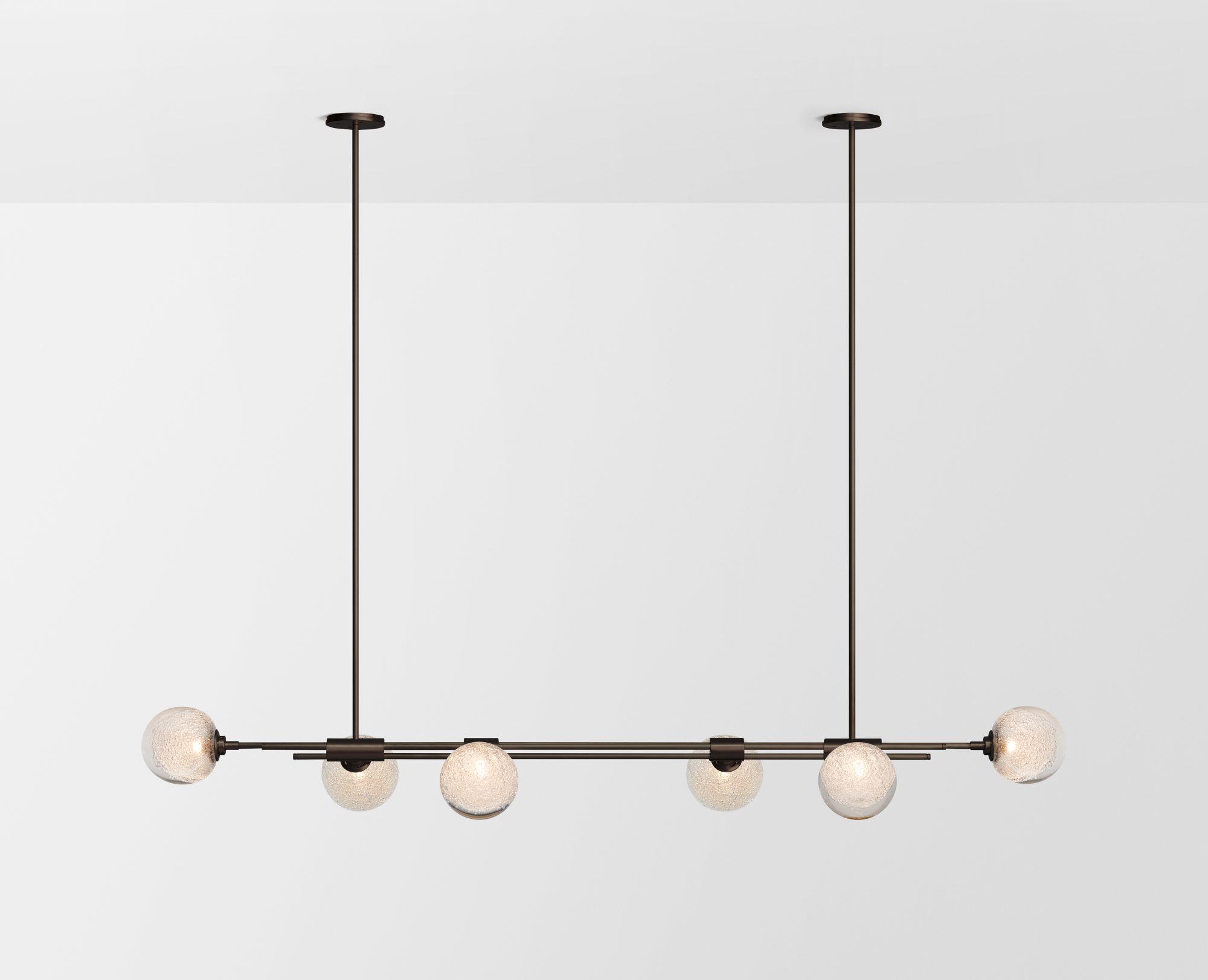 Articolo Studios Luxury Lighting. Trilogy Horizontal 6 Ball pendant in bronze