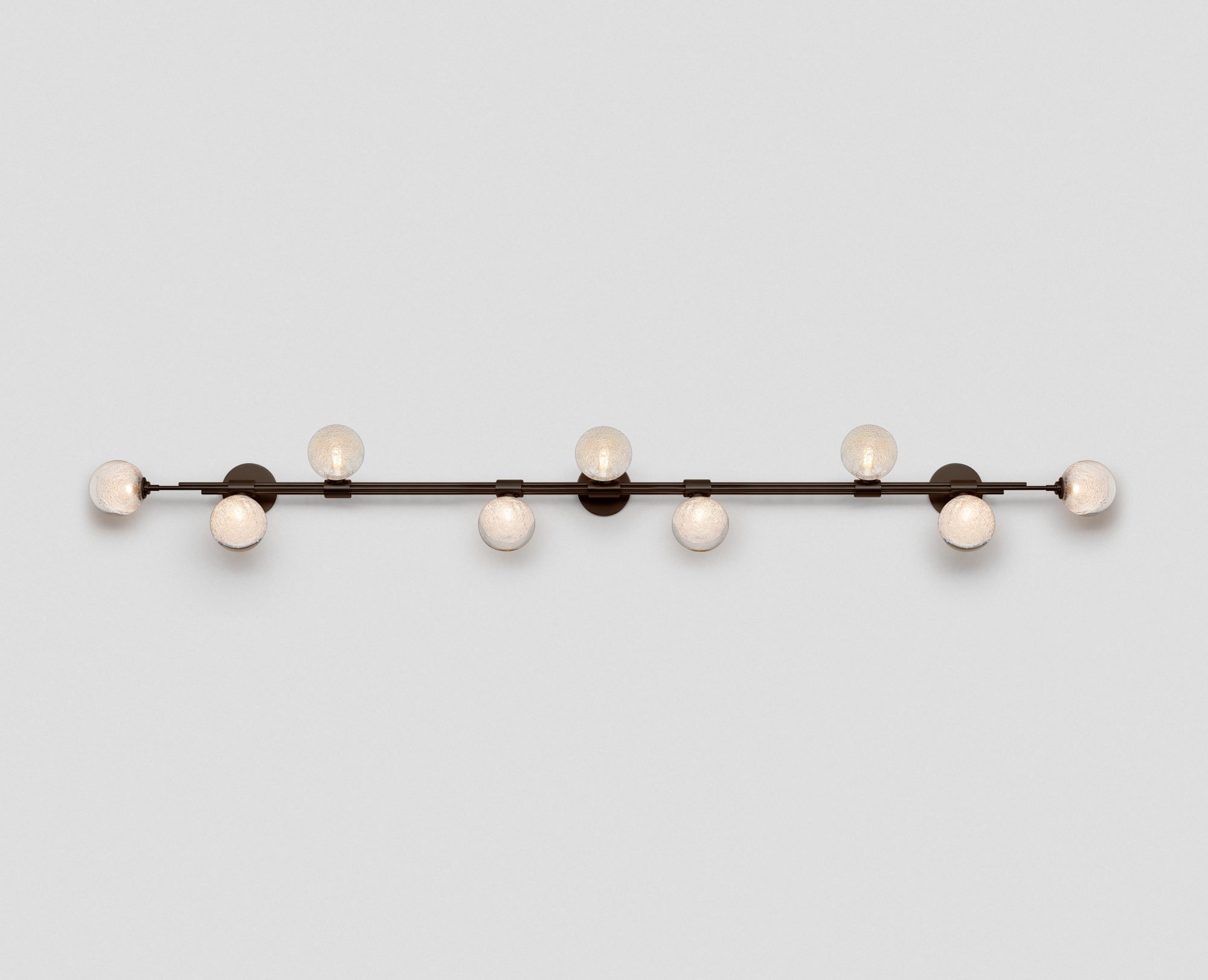 Articolo Studios Luxury Lighting Trilogy Horizontal Wall Sconce in Bronze with Fizi Shades