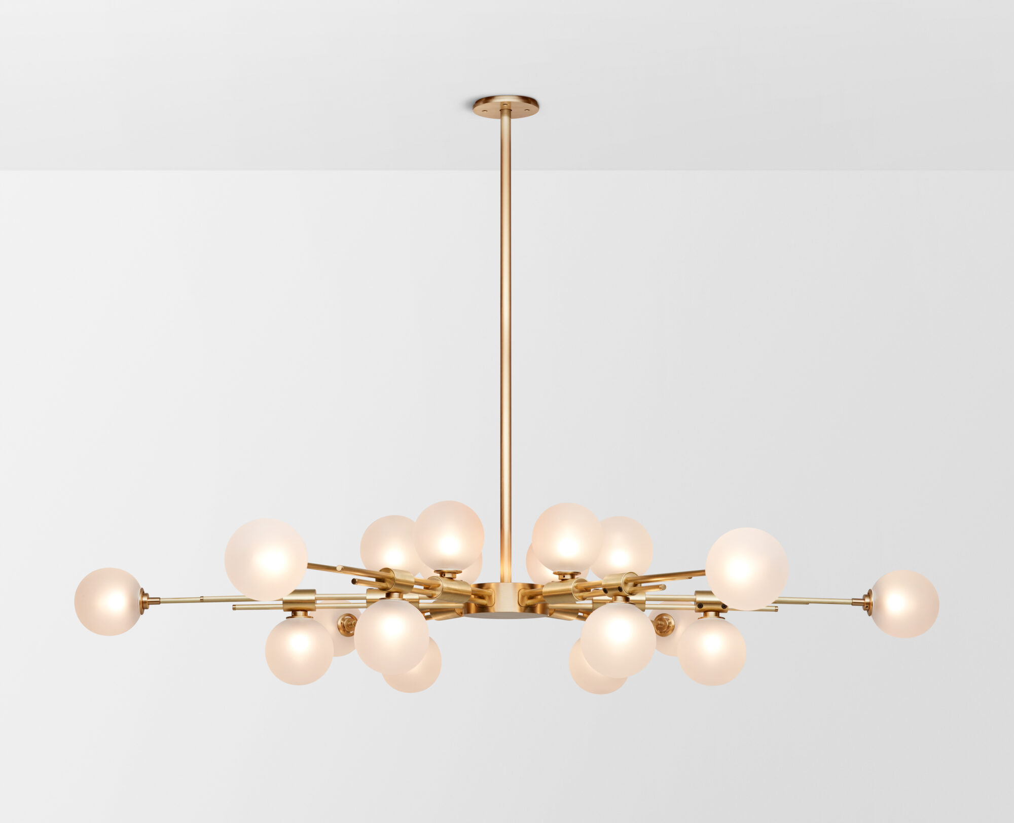 Articolo Studios Luxury Lighting Trilogy Starburst Pendant in Brass and Snow Shade