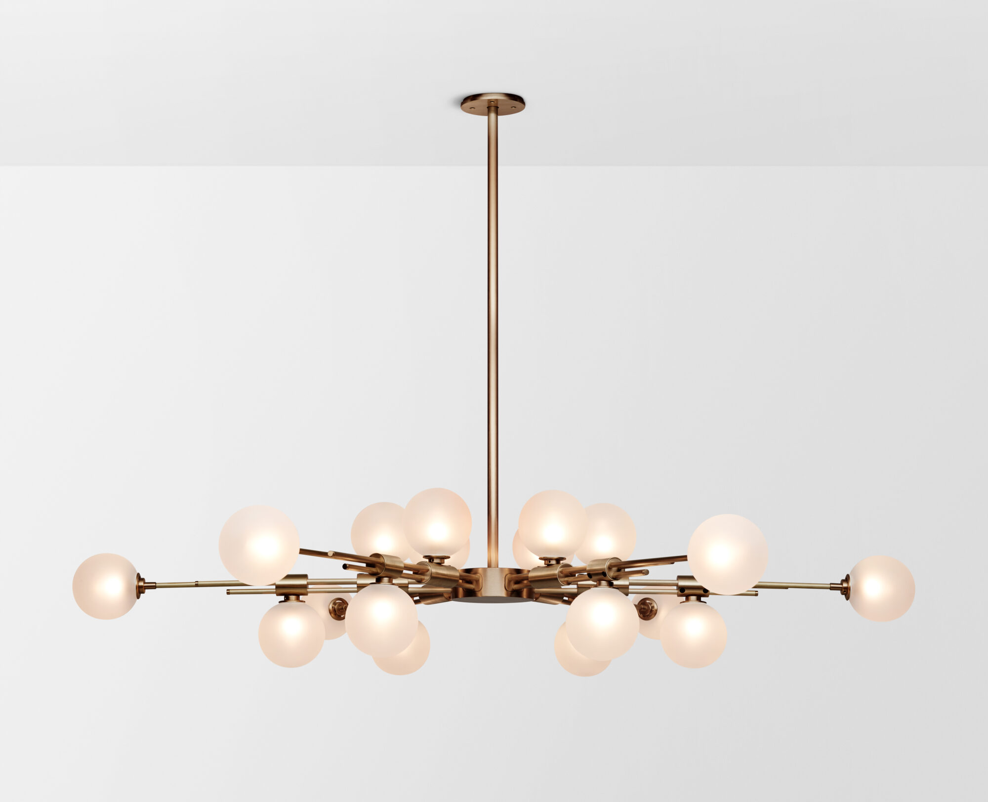 Articolo Studios Luxury Lighting Trilogy Starburst Pendant in Brass with Snow Shade