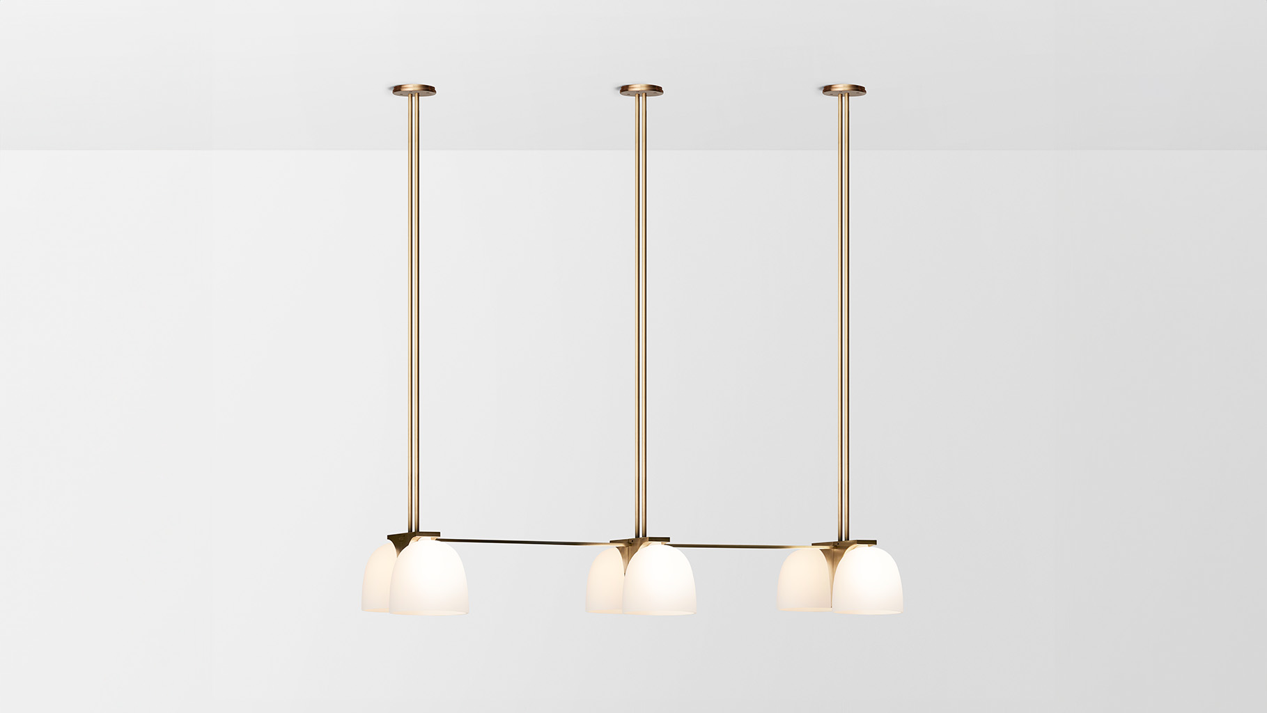 Articolo Studios Luxury Lighting Tubi Pendant in Bras and Snow Shade