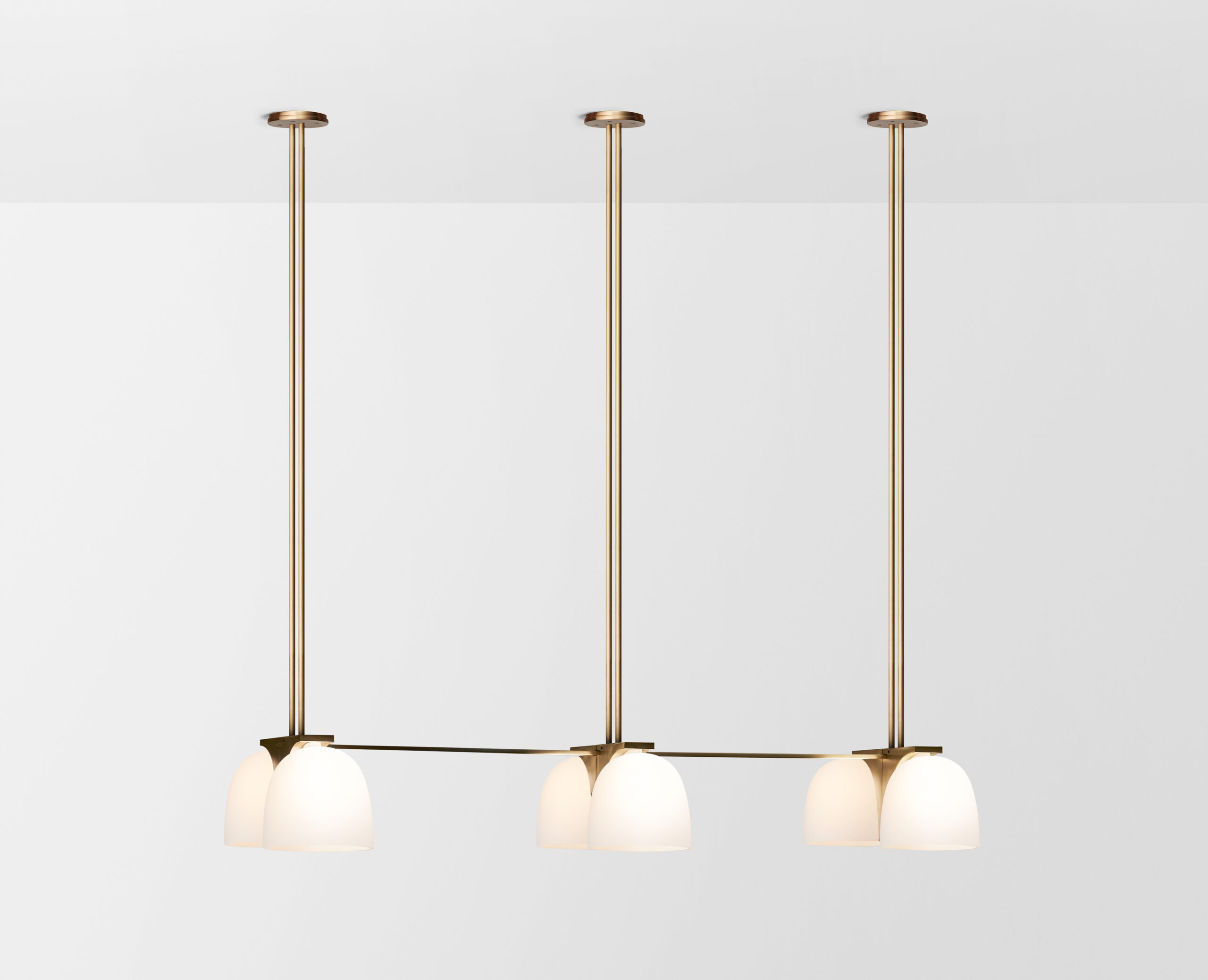 Articolo Studios Luxury Lighting Tubi Pendant in Brass and Snow Shade