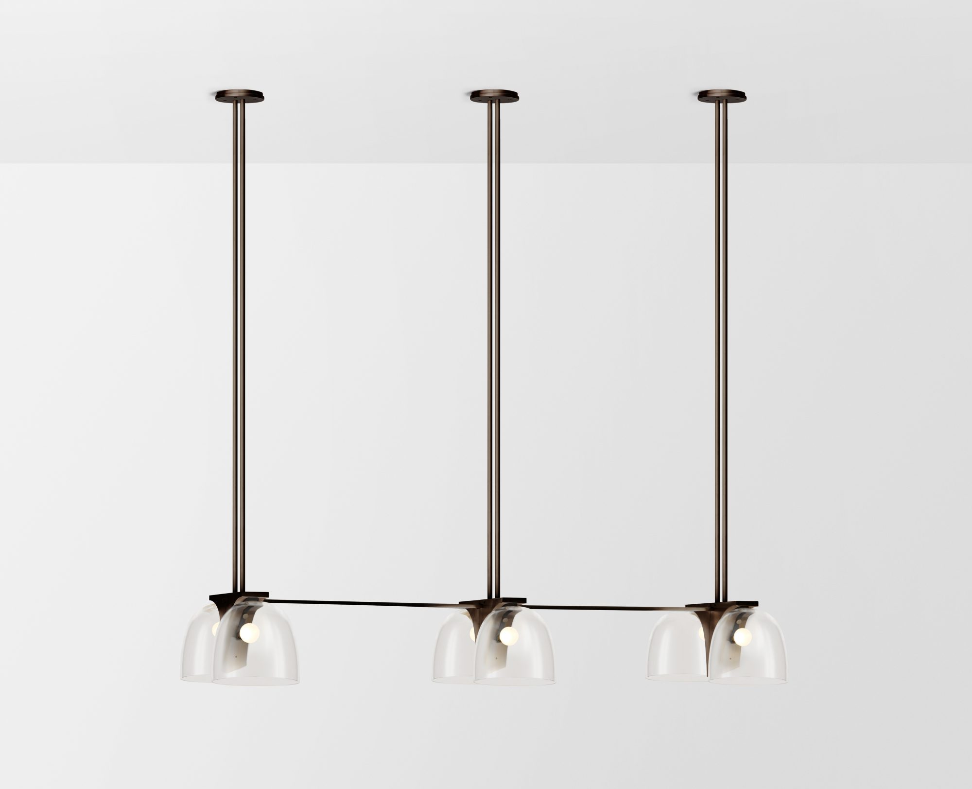 Articolo Studios Luxury Lighting Tubi Pendant in Bronze and Clear Shade