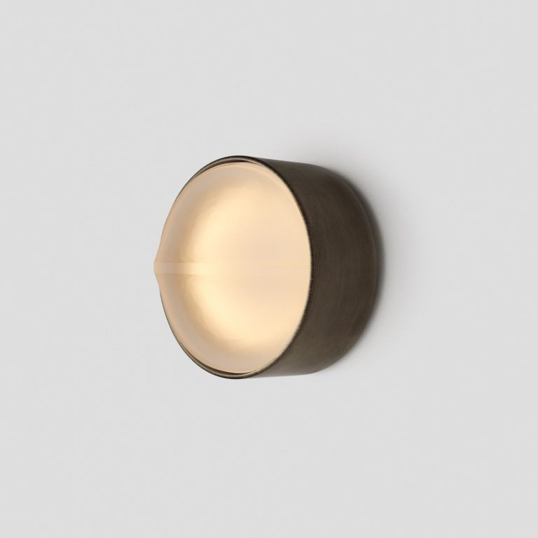 Articolo Studios Luxury Lighting Occhi Mini Wall Sconce in Bronze with Frosted Shade