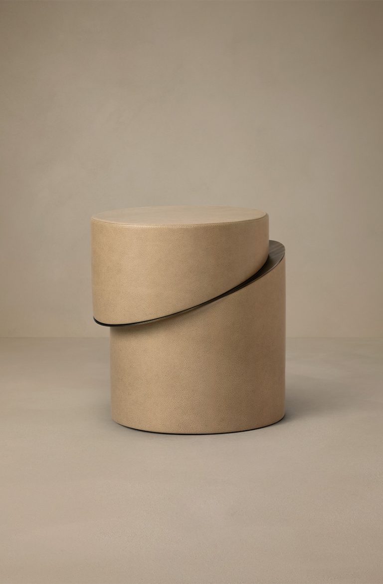 Articolo Studios Slip Side Table in Cascasde leather with Bronze Details