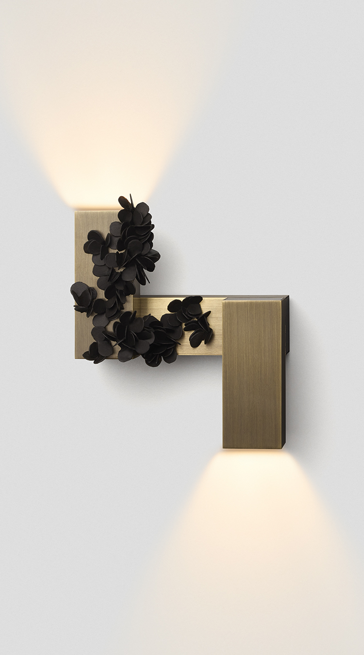 Articolo Studios Luxury Lighting Barnacle Connect Wall Sconce In Brass with Dark Bronze Barnacles