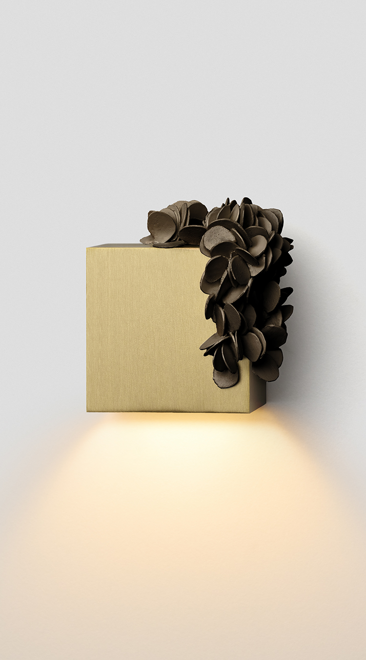 Articolo Studios Luxury Lighting Barnacles Single Wall Sconce in Brass with Mid Bronze Barnacles