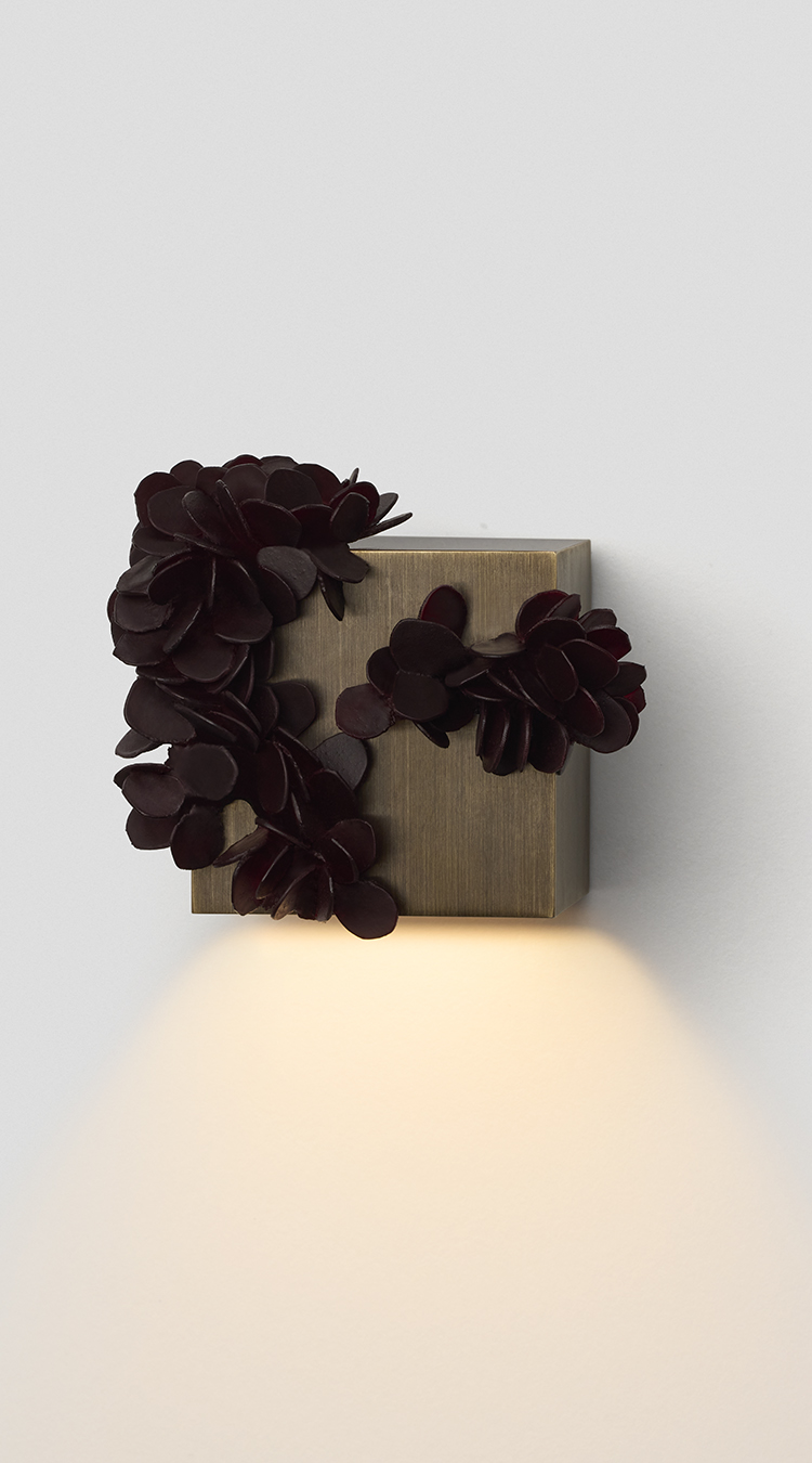 Articolo Studios Luxury Lighting Barncale Single Wall Sconce in Bronze with Claret Barnacles