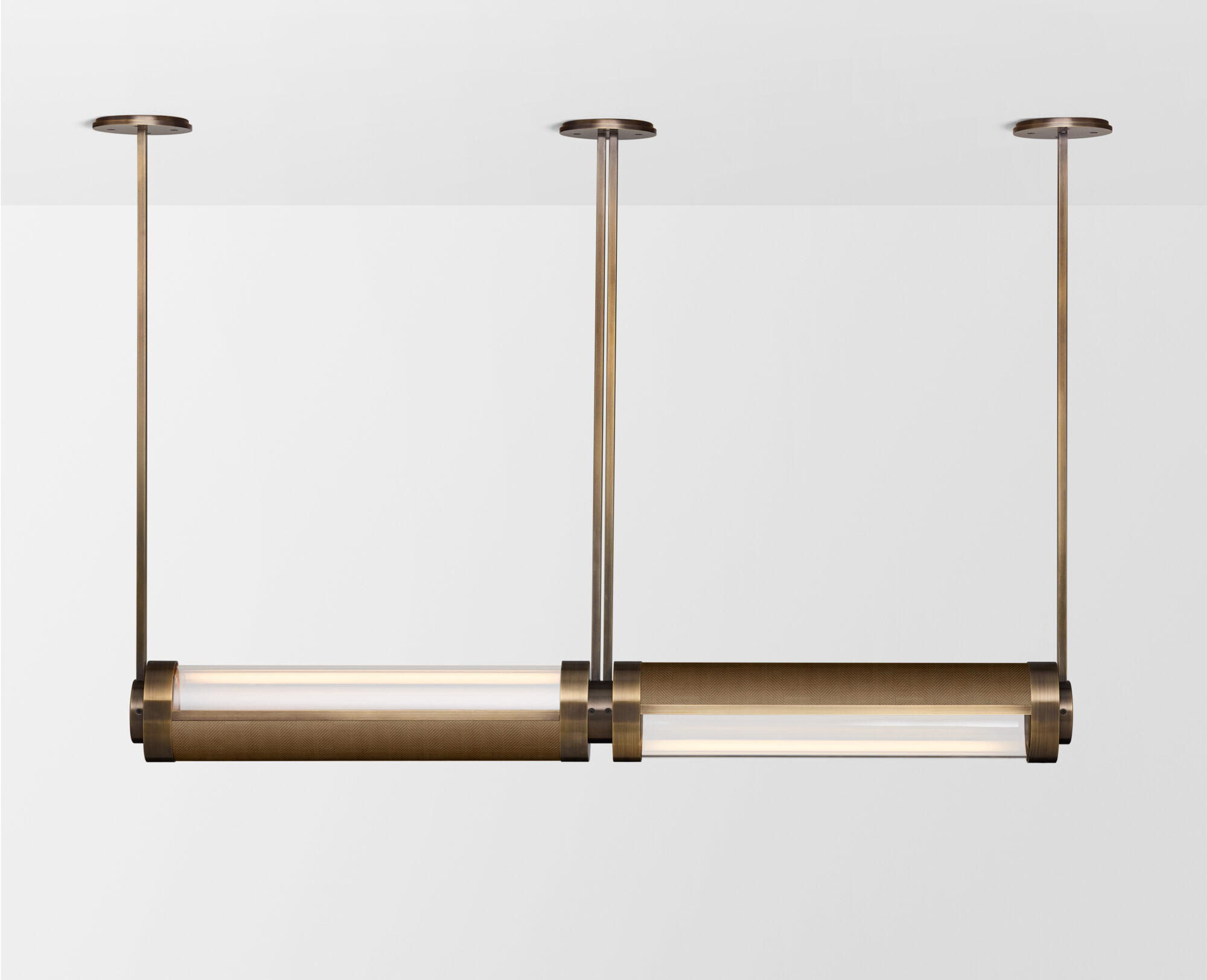 Articolo Studios Luxury Lighting. Swivel medium double pendant in bronze with mesh inlay