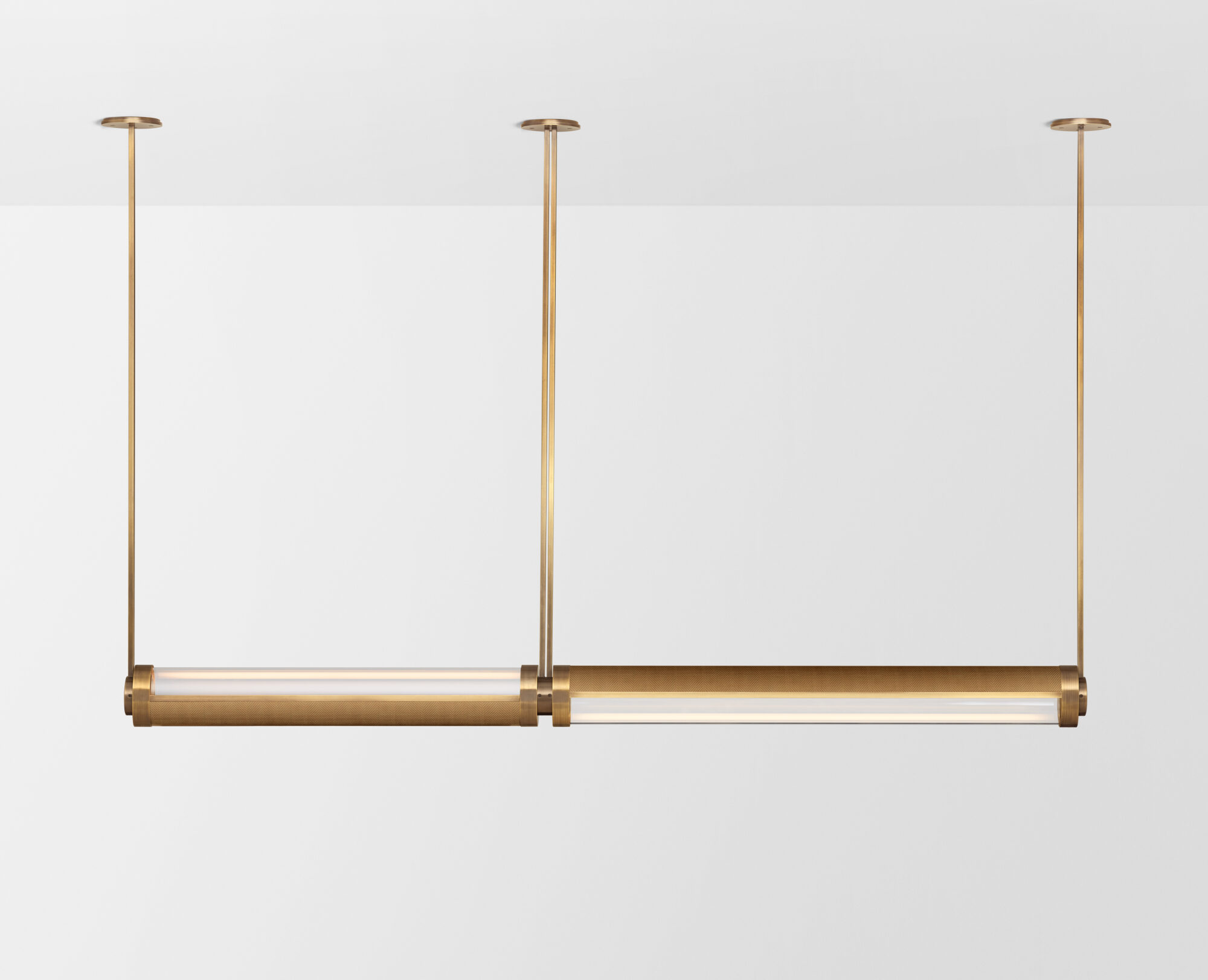 Articolo Studios Luxury Lighting Swivel Double Pendant in Brass with Bronze Mesh Inaly