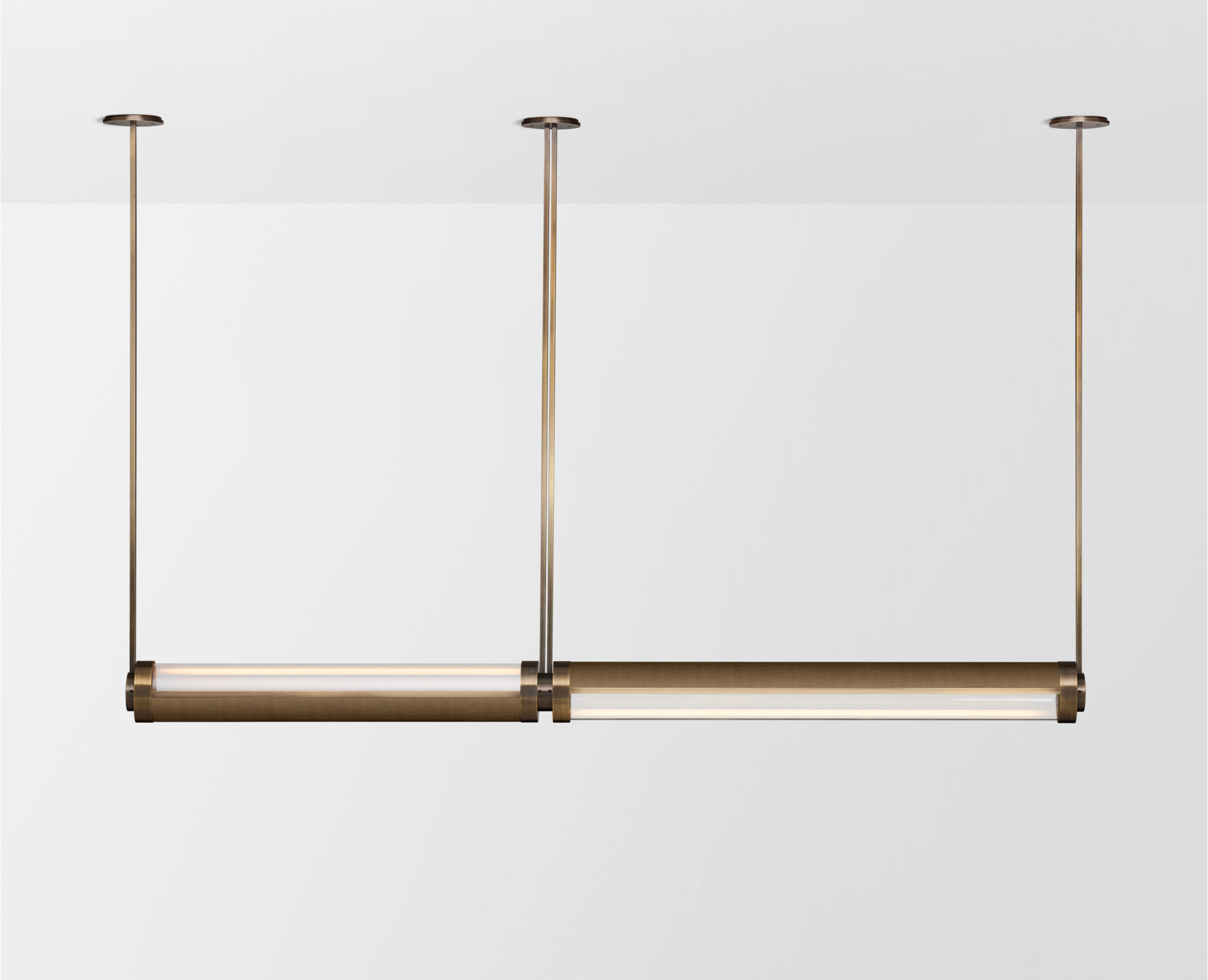 Articolo Studios Luxury Lighting. Swivel double pendant in bronze with brass mesh inlay