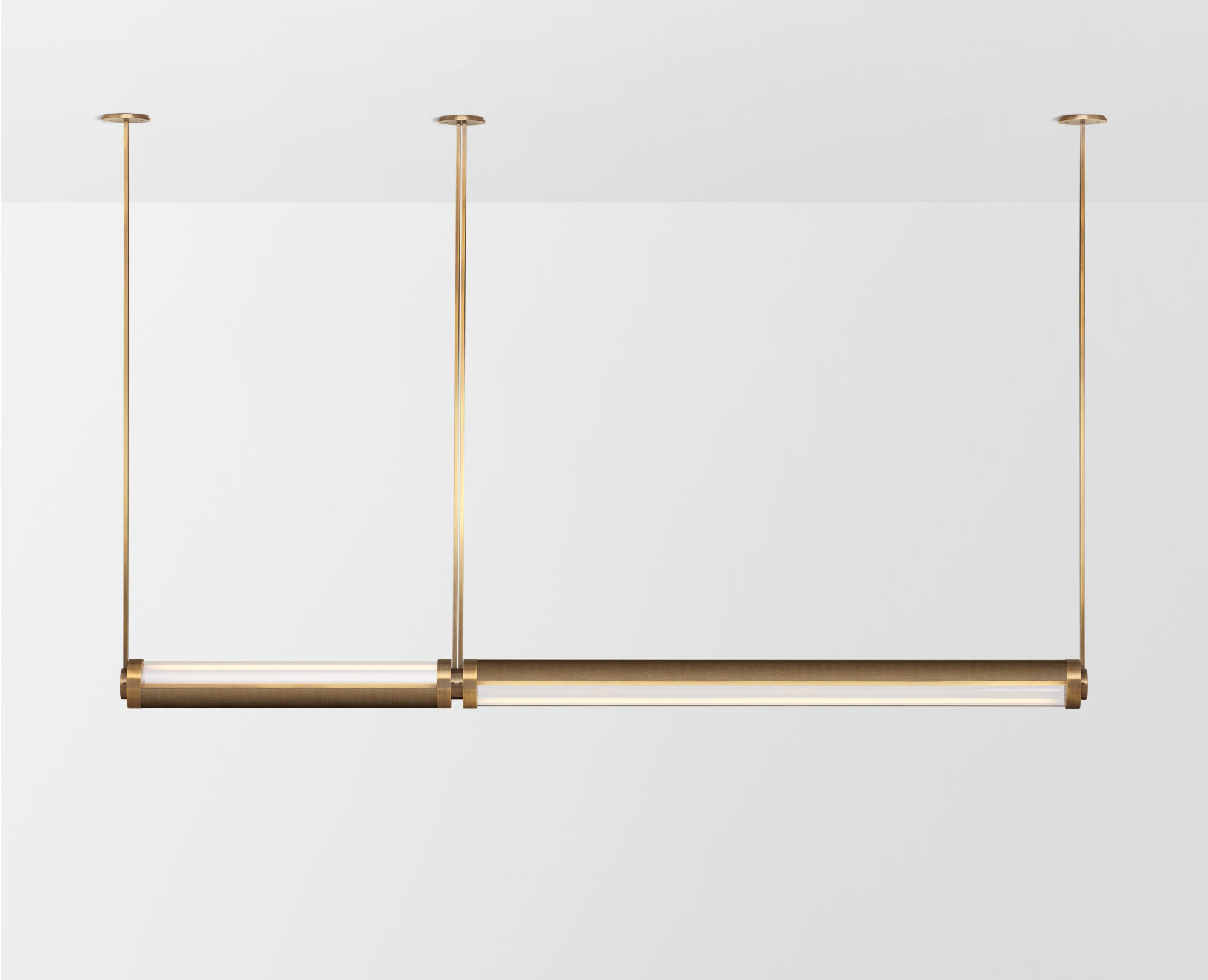 Articolo Studios LUxuery Lighting Swivel Medium and Extra Large Double Pendant in Brass with Brass Mesh Inlay