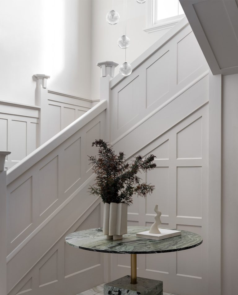 Articolo Studios Luxury Lighting FIzi Multi Drop in Stair Void in Toorak Residence by Homeroom Studio