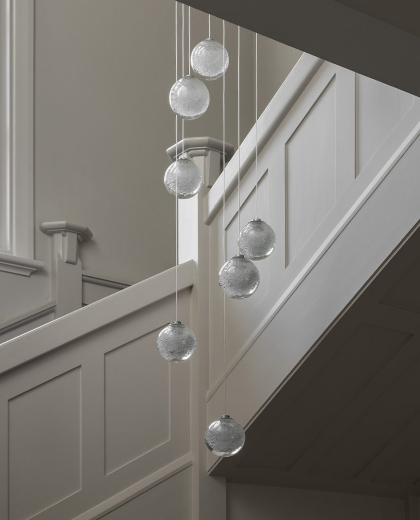 Articolo Studios Luxury Lighting Fizi Ball Multidrop in Stairwell Void of Toorak Residence by Homeroom Studio