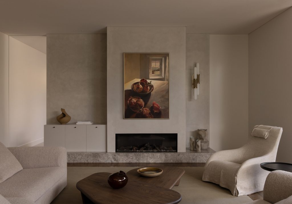 Articolo Studios Luxury Lighting Scandal Extra Long Pendant in Kitchen of Two Tone House by Homeroom Studio