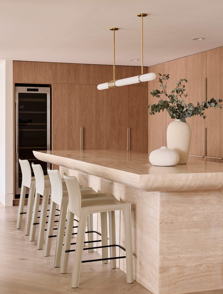 Articolo Studios Luxury Lighting Scandal Long Pendant in Brass with Snow Shade and Brass Mesh Inlay