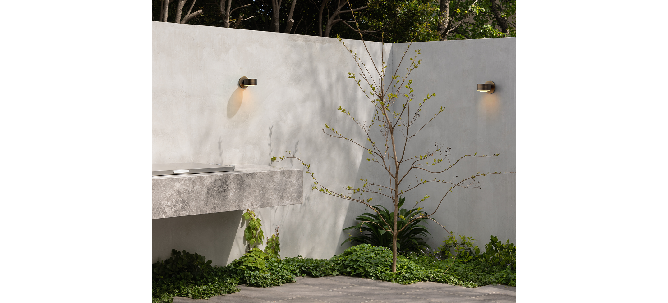 Articolo Studios Luxury Lighting Exterior Occhi Fixed Wall Sconce in Courtyard