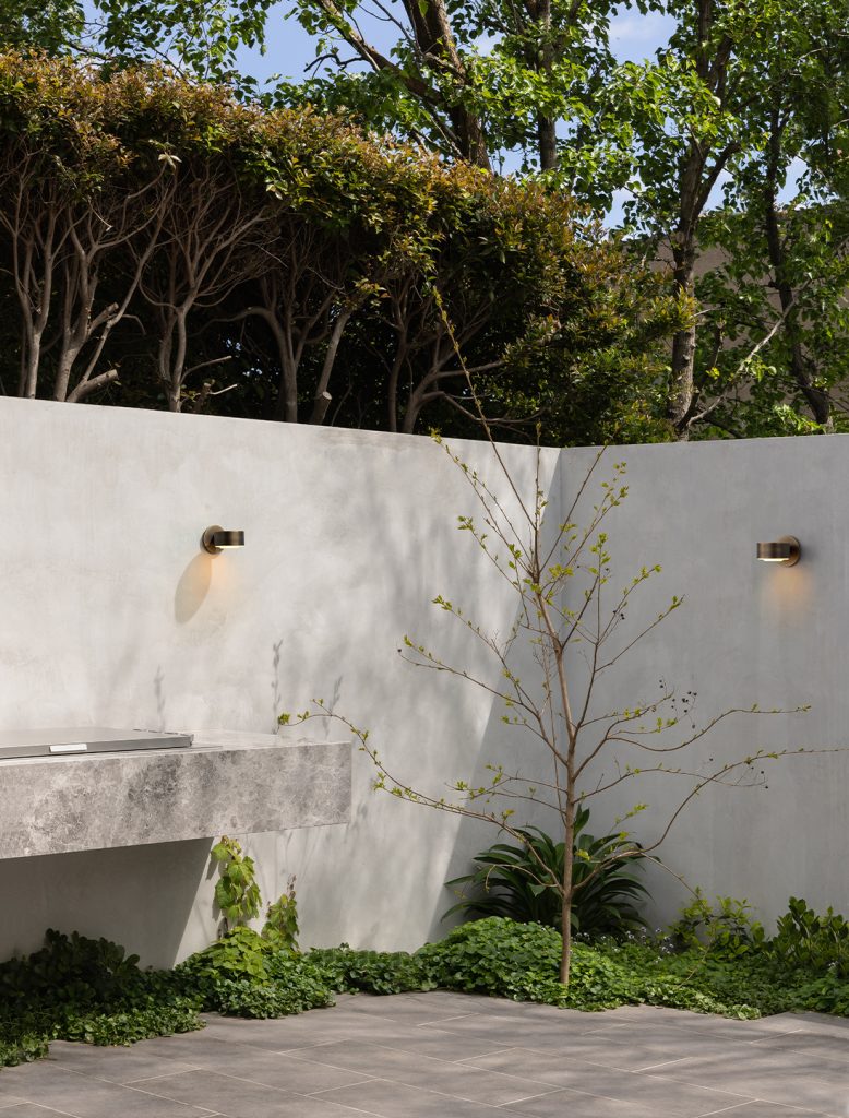 Articolo Studios Luxury Lighting Exterior Occhi Fixed Wall Sconce in Courtyard Area